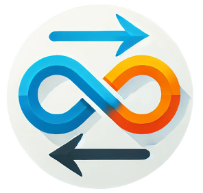 Ícono representando integración y continuidad en procesos empresariales, utilizado para ilustrar soluciones personalizadas y desarrollo de Add-Ons en SAP Business One.